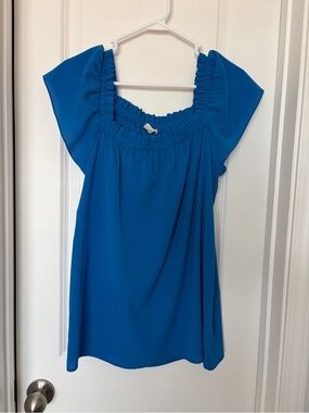 Cotton Bleu Bright Blue Smocked top
Size S